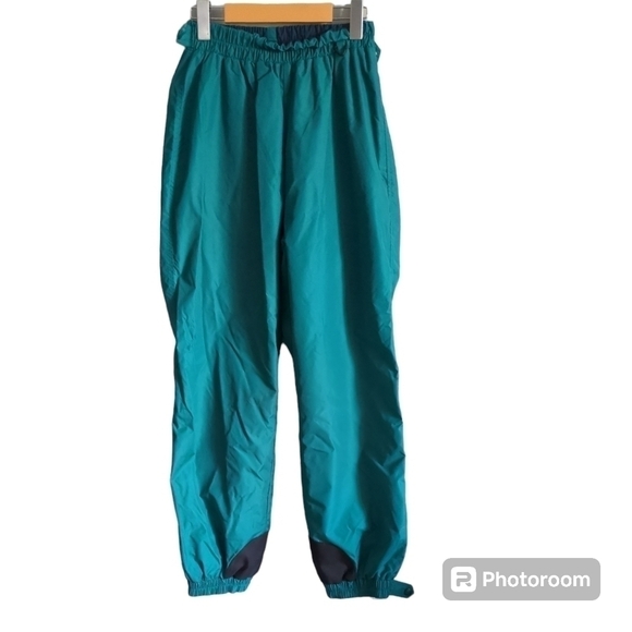 Vintage Columbia Women's Pants Large Blue Green Teal Ski Nylon 90s Size Medium - Picture 1 of 10